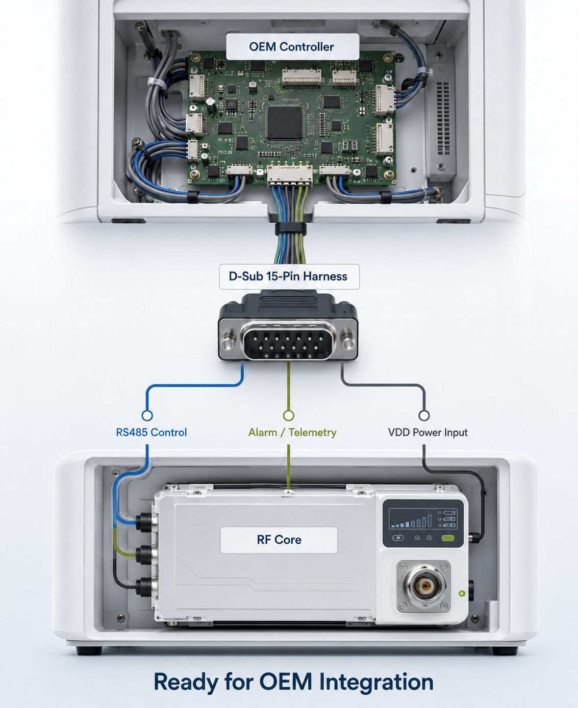 Standardized OEM control integration architecture for medical RF generator