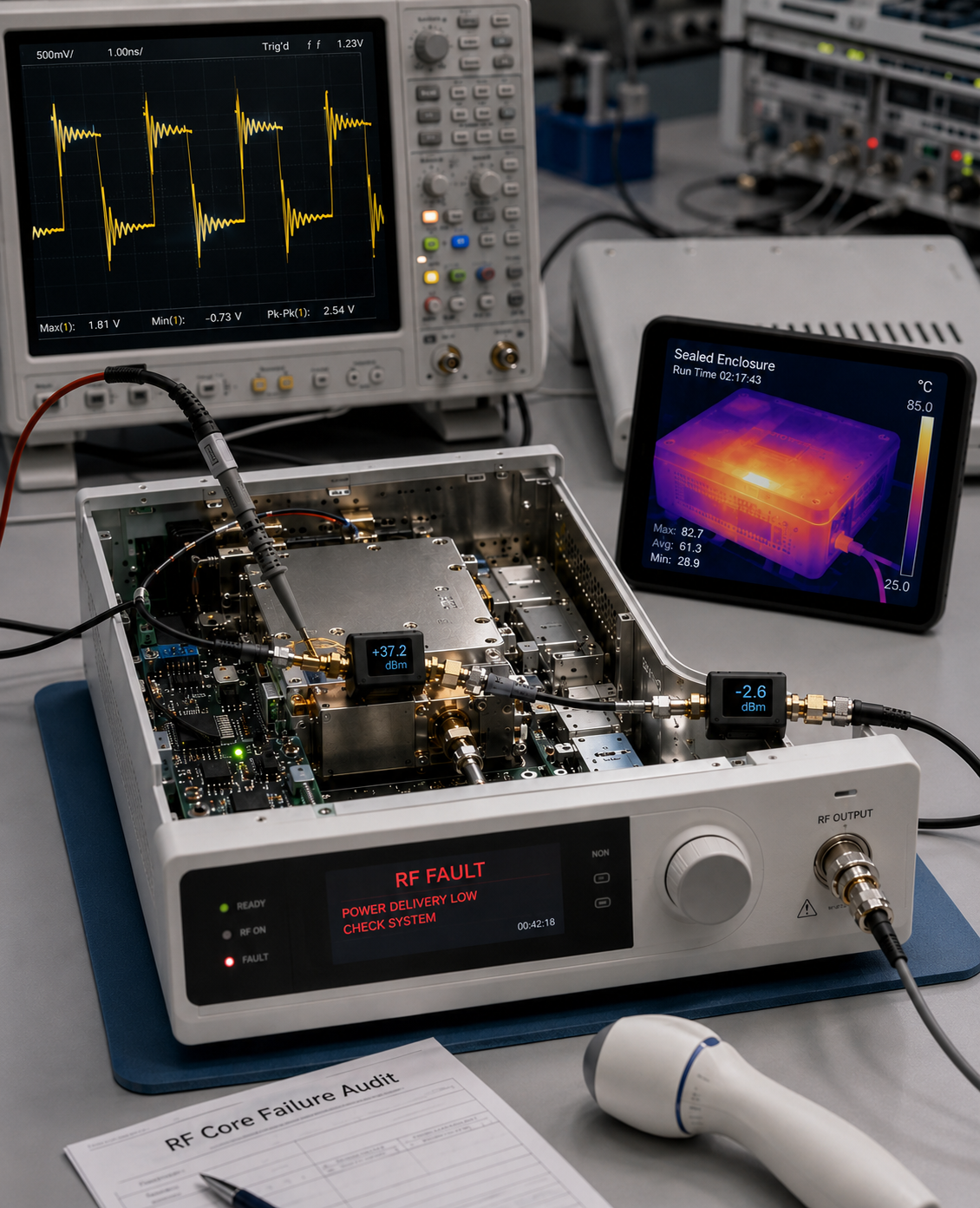 Engineering blueprint and failed hardware analysis