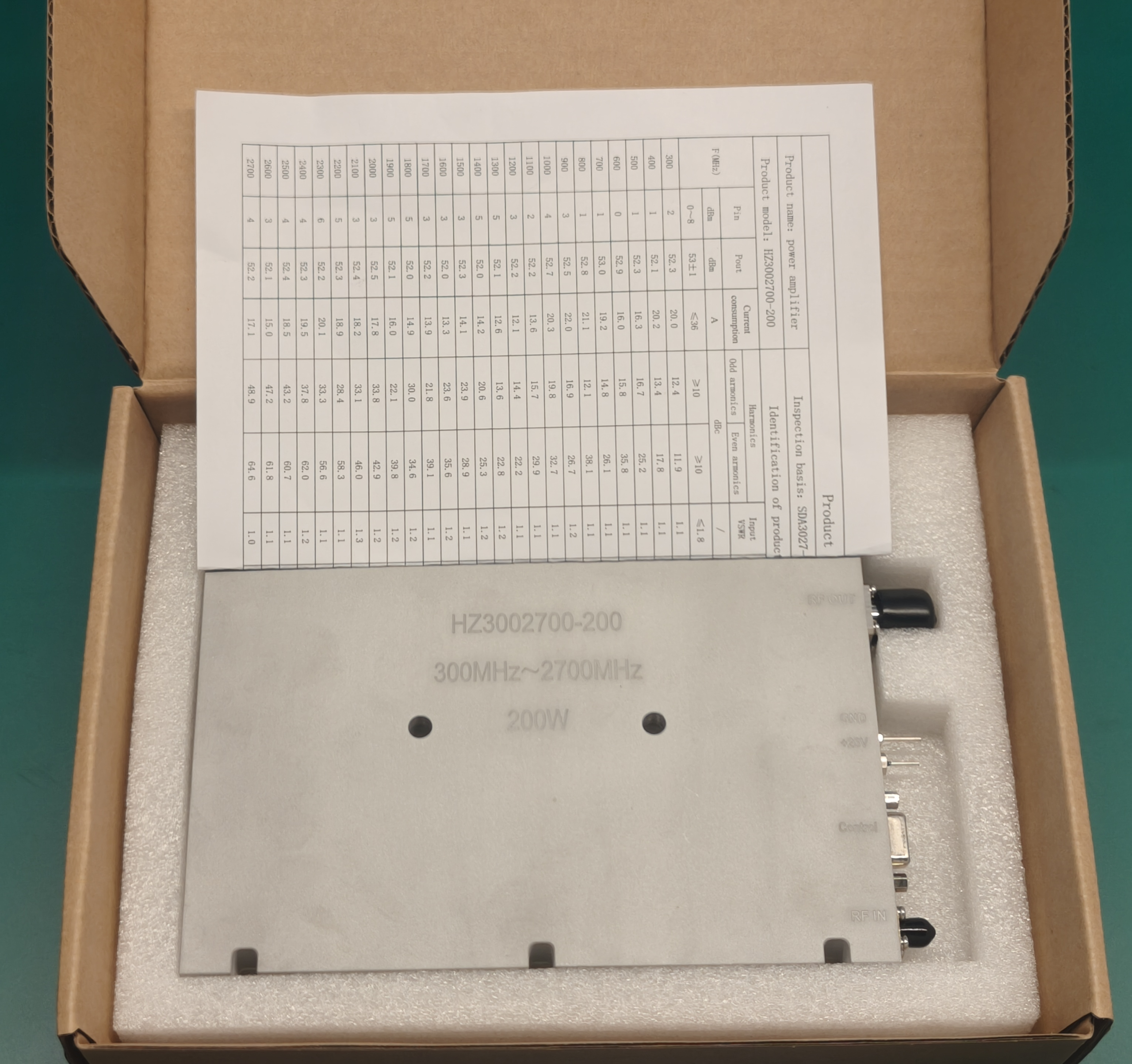 Serial number traceability label and test record for delivered RF core