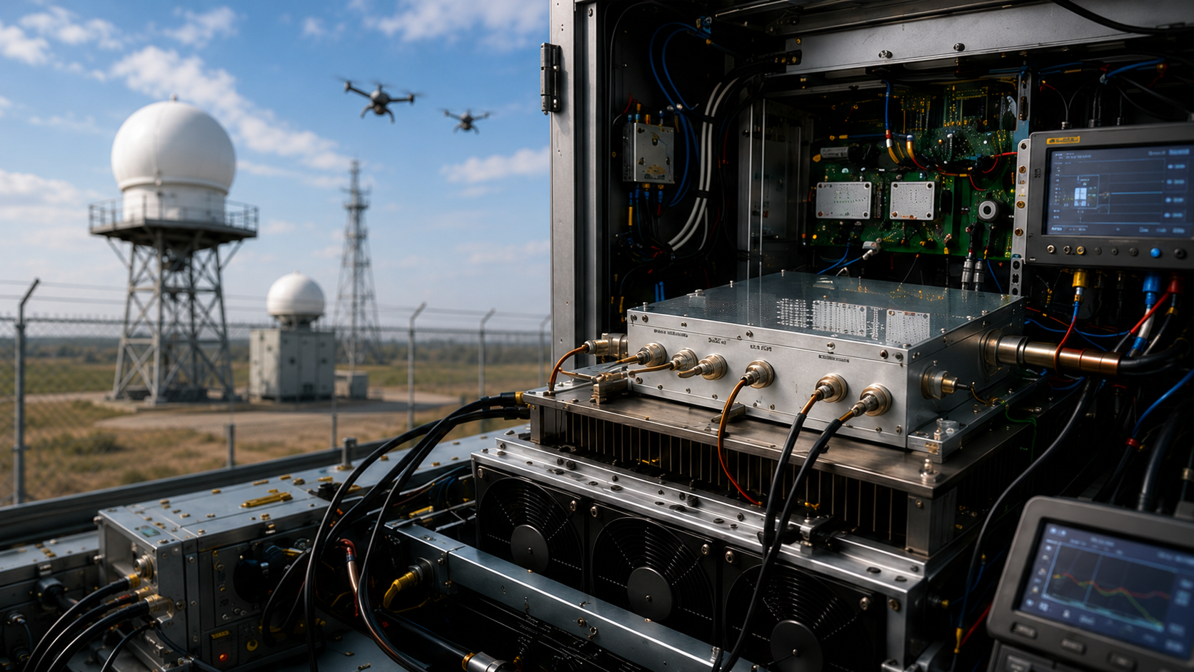 High-power C-UAS RF PA thermal design integrated with heatsink, cabinet cooling, and the final installation environment.