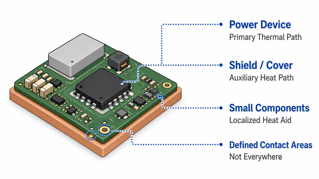 Auxiliary thermal grease points in RF amplifier module