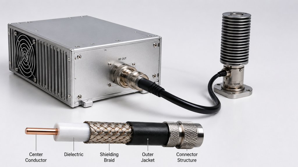 Why cable grade matters for RF Power Amplifiers showing how cable loss and quality affect output power and system performance