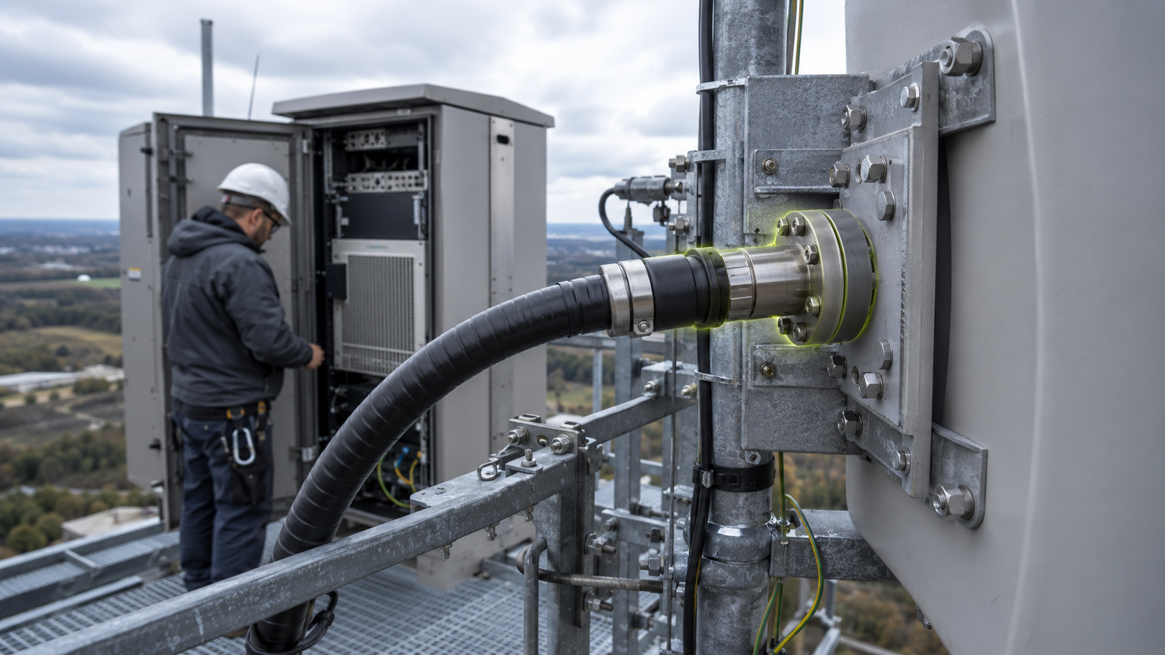RF PA antenna feed interface inspection at the antenna connector during field testing