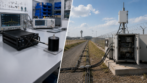 RF Power Amplifier designed with antenna load, feeder path, outdoor cabinet, protection logic, and full RF chain validation