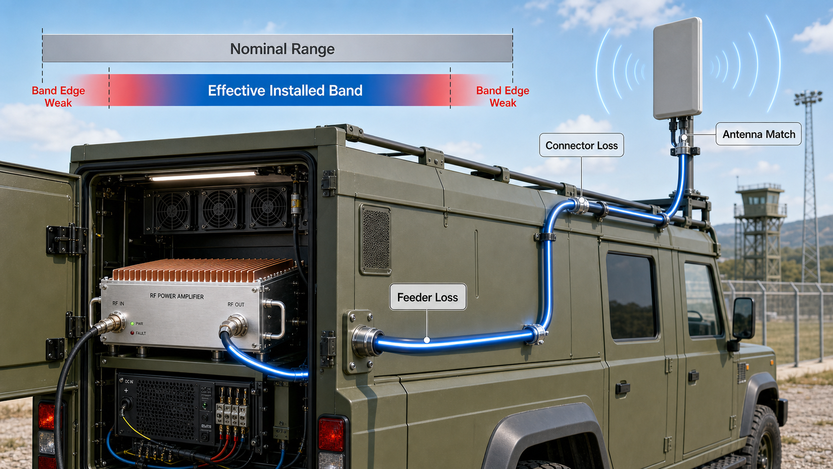 Effective installed band versus nominal frequency range in C-UAS systems