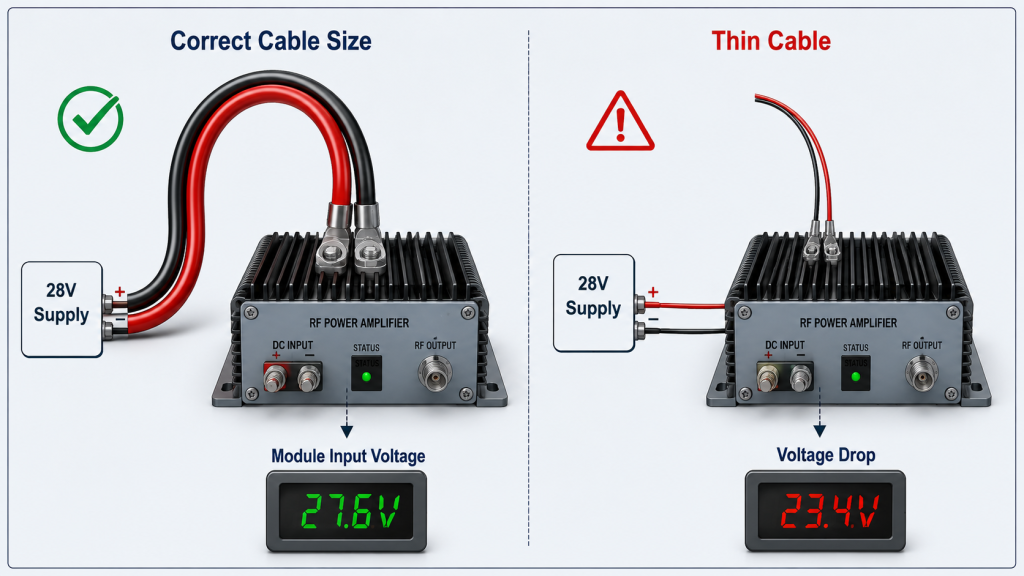 Cable size in RF amplifier power system