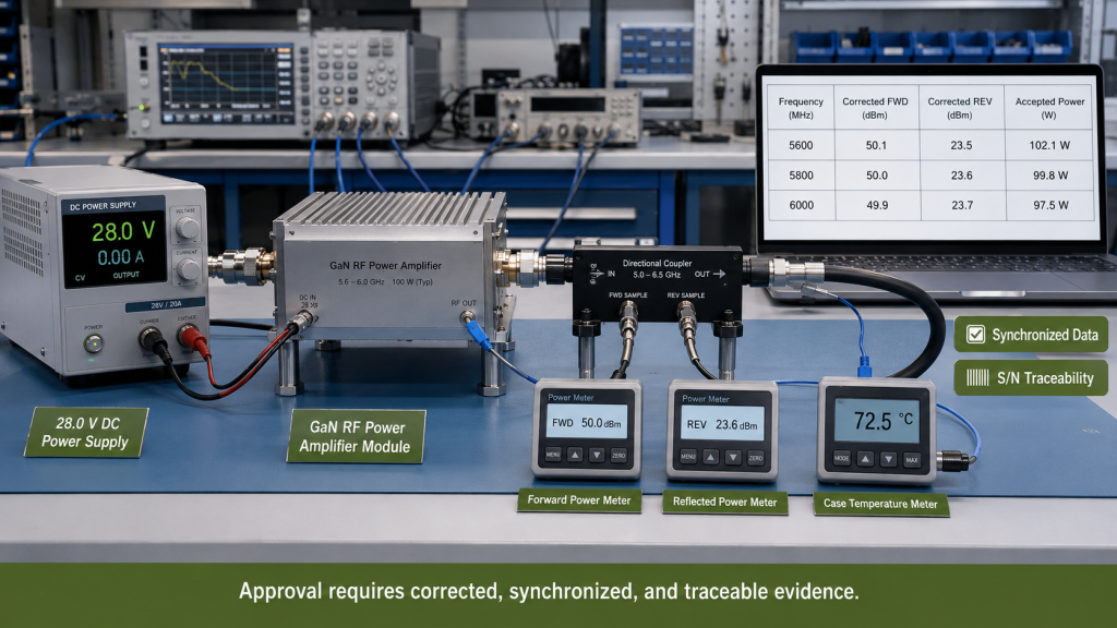 Corrected and synchronized FWD, REV, accepted power, temperature, and serial-number traceability records