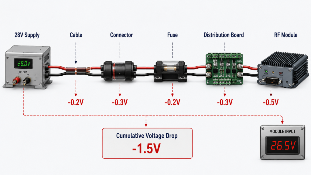 Cable path issues adding DC voltage loss