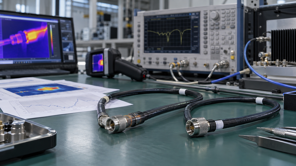 RF cable assemblies evaluated with RF measurements and thermal evidence to isolate connector faults