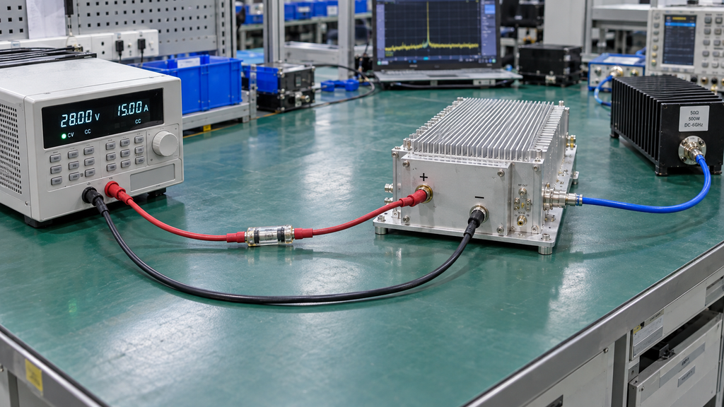 Complete positive and negative DC loop between the power supply and RF power amplifier
