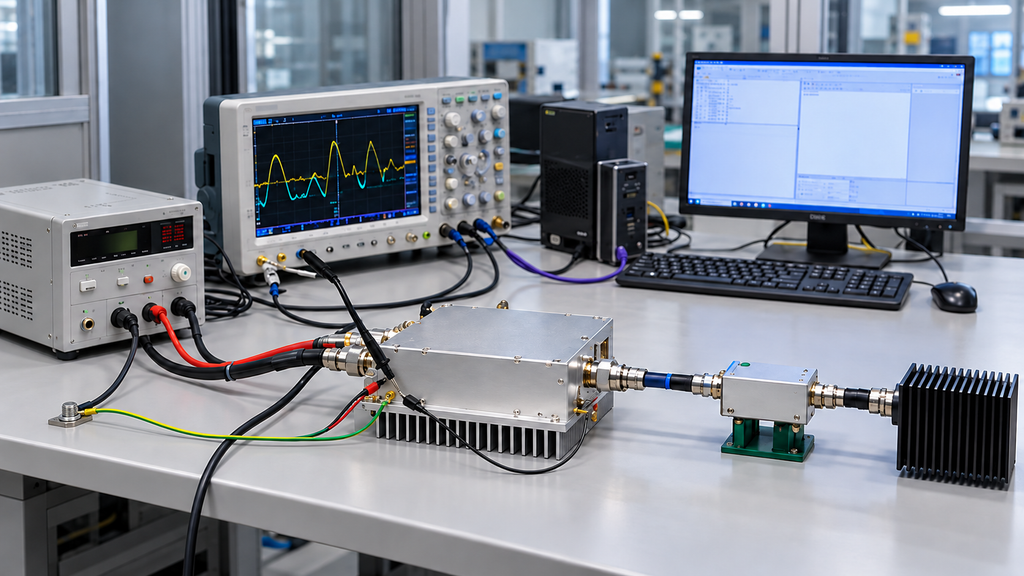 RF PA test setup showing how grounded instruments can add an additional reference path