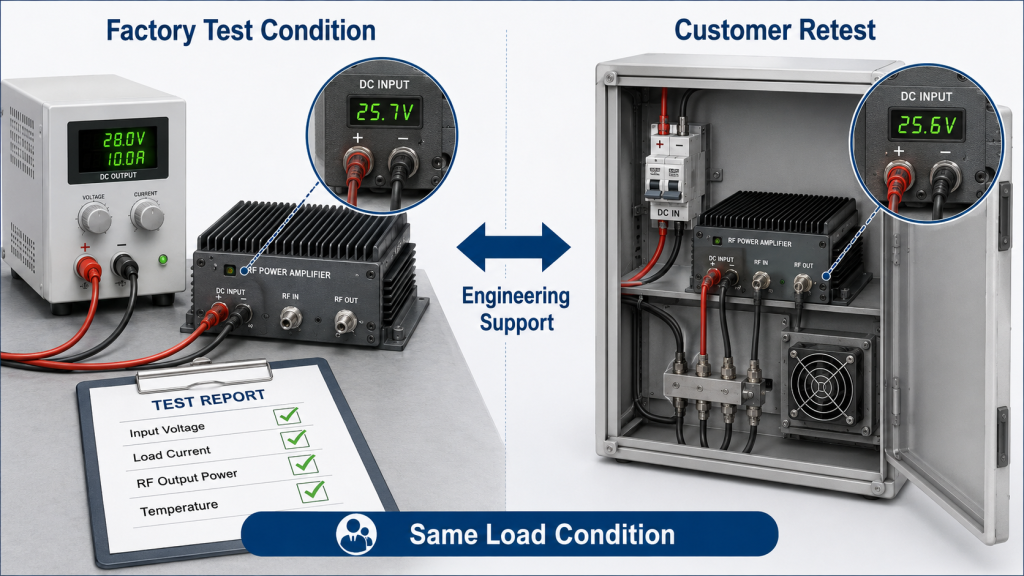 Supplier checking cable-related RF power drop