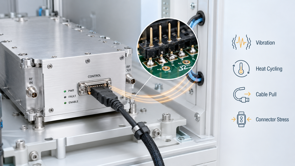 RF power amplifier interface soldering becomes a control trigger under vibration, heat cycling, cable pull, and connector stress.