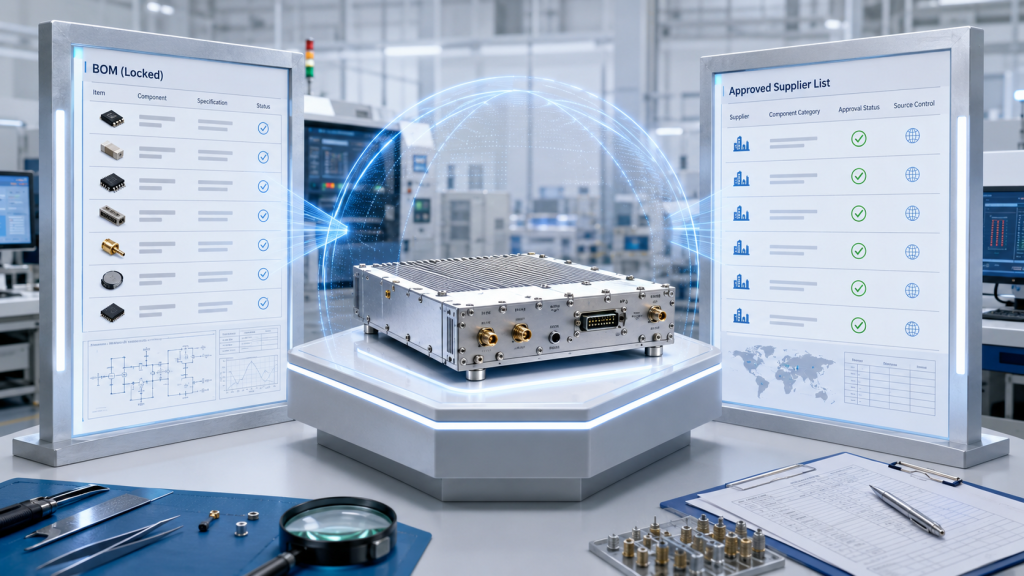 Locked BOM and approved suppliers working together to protect RF Power Amplifier production consistency