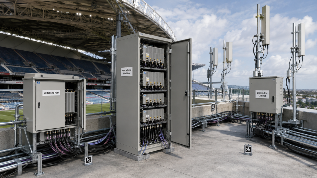 Wideband, narrowband, and distributed RF architectures compared for multi-band C-UAS channel consistency