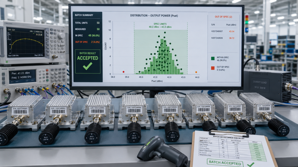 RF Power Tolerance should be judged by batch distribution, tolerance limits, and outlier screening