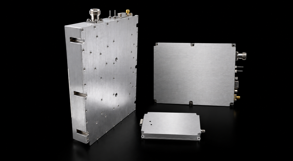 Broadband RF power amplifier module families arranged for C-UAS frequency range and power level selection