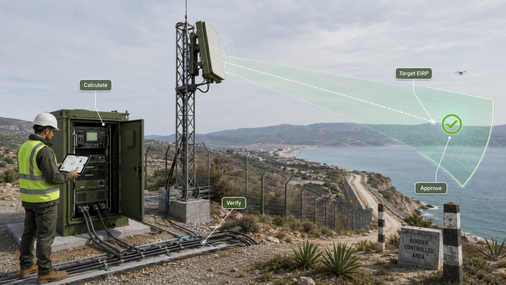Engineers decide whether RF PA output supports required C-UAS System EIRP by calculating, verifying, and approving the installed RF chain.