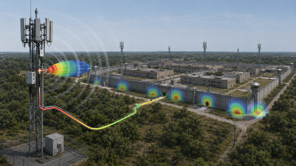 C-UAS antenna and feeder path showing how frequency gaps can become blind spots at the perimeter