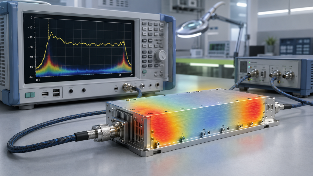Engineering decision board showing trigger conditions for a custom RF PA frequency band, including weak band edge and dense urban RF conditions.