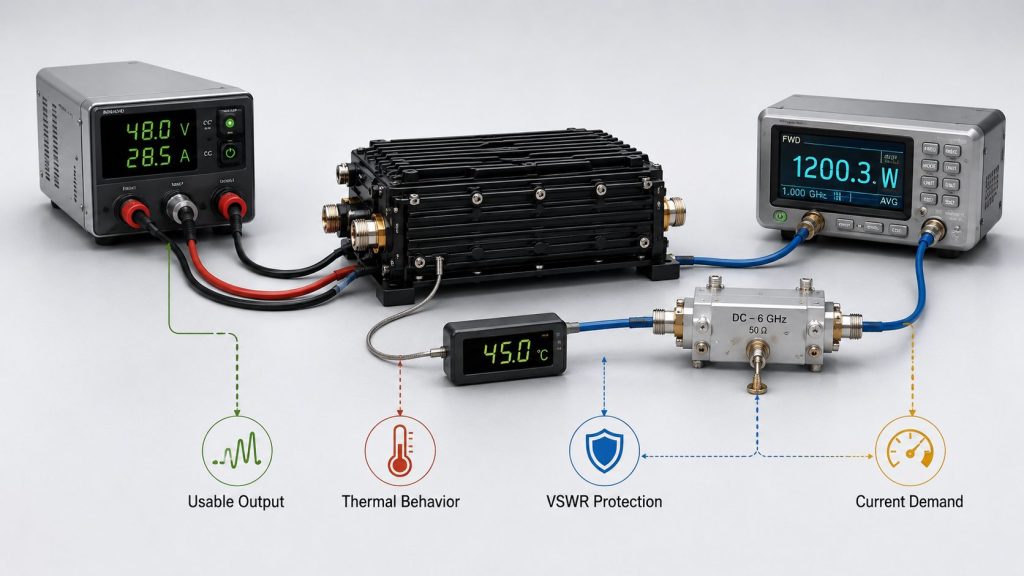 RF power amplifier module used as the controlled power stage inside a drone jammer module RF chain