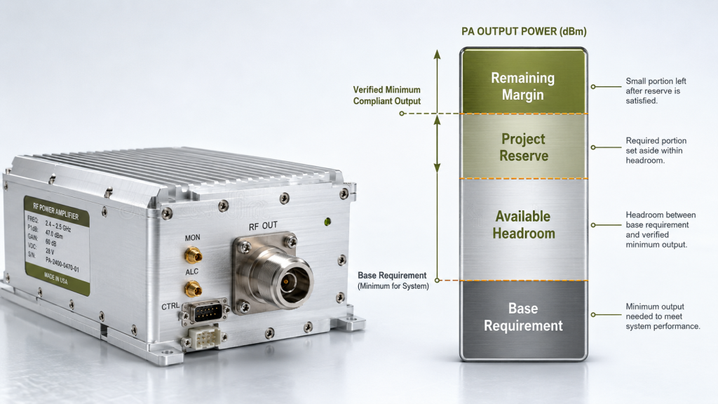 RF PA output reference plane with coaxial RF path to antenna input