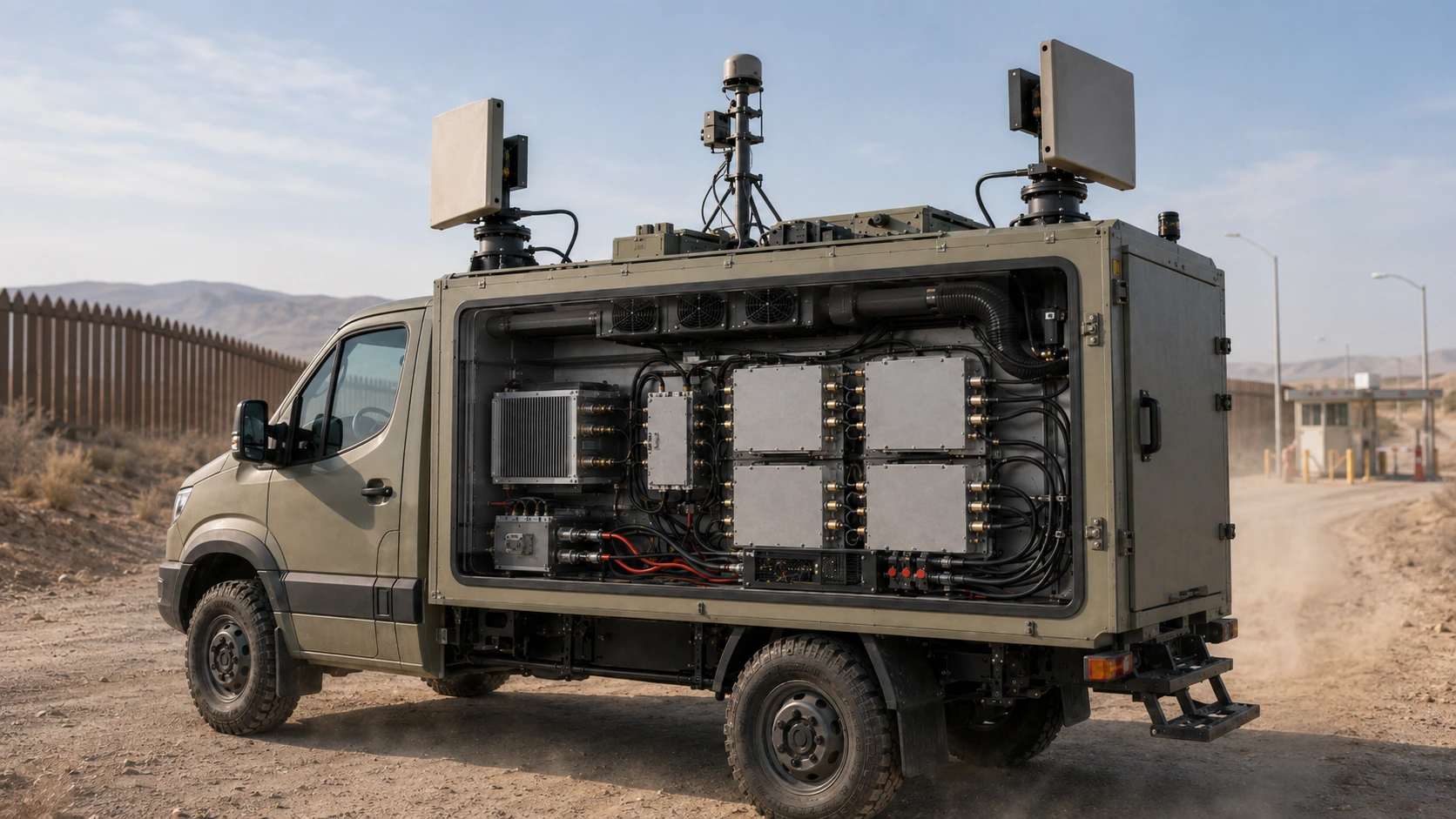 Vehicle-mounted drone jammer with multiple RF amplifier modules and directional antennas