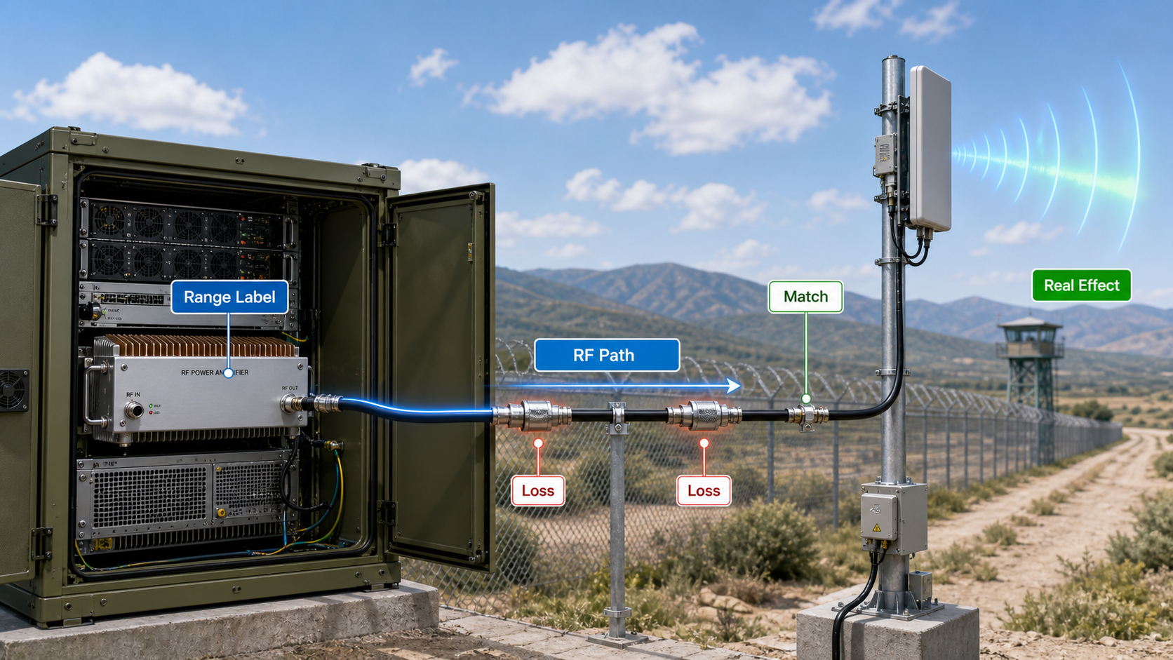 RF Power Amplifier frequency range versus real C-UAS countermeasure effect