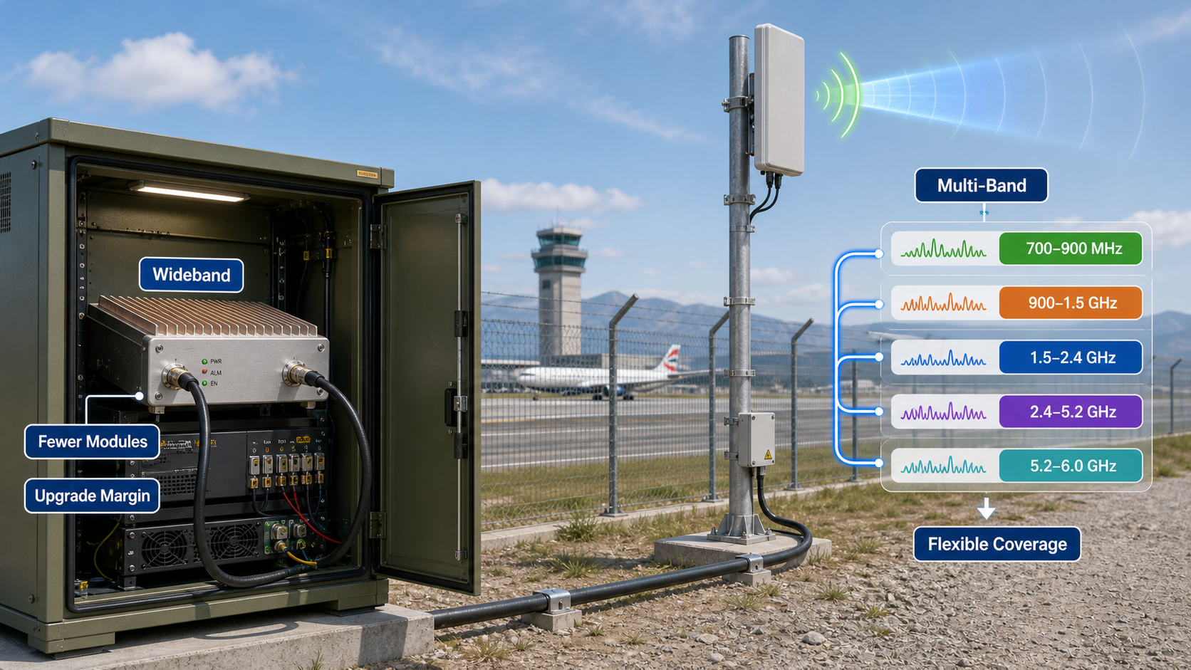 Wideband RF PA modules for flexible multi-band C-UAS coverage