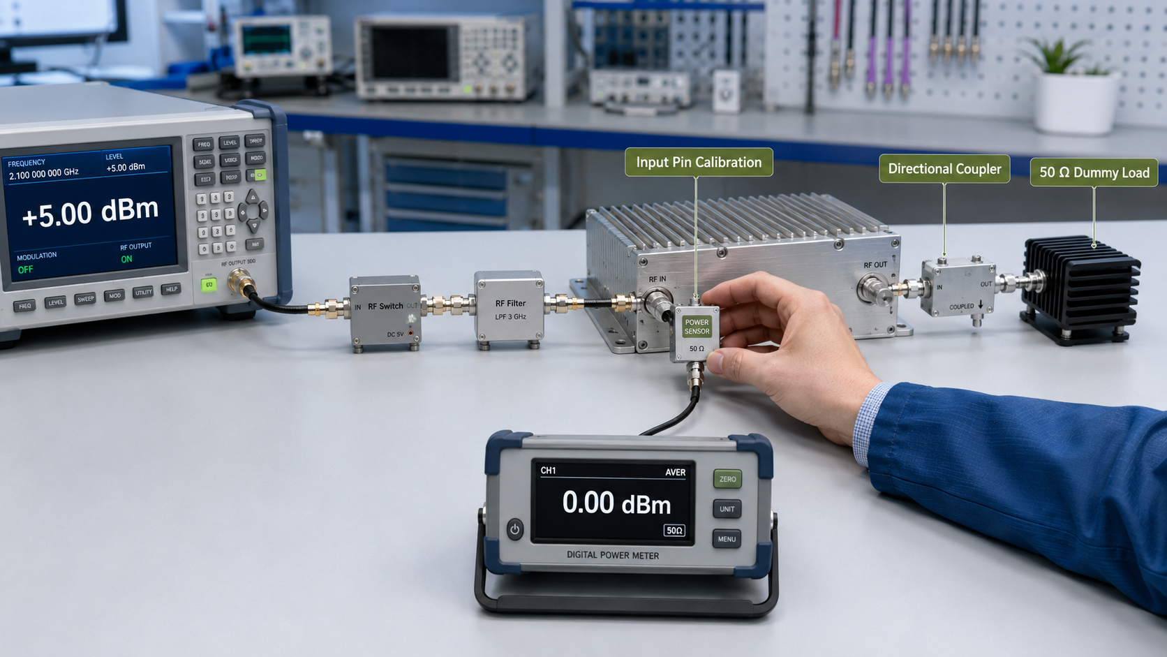 RF PA input power calibration at the amplifier input reference plane