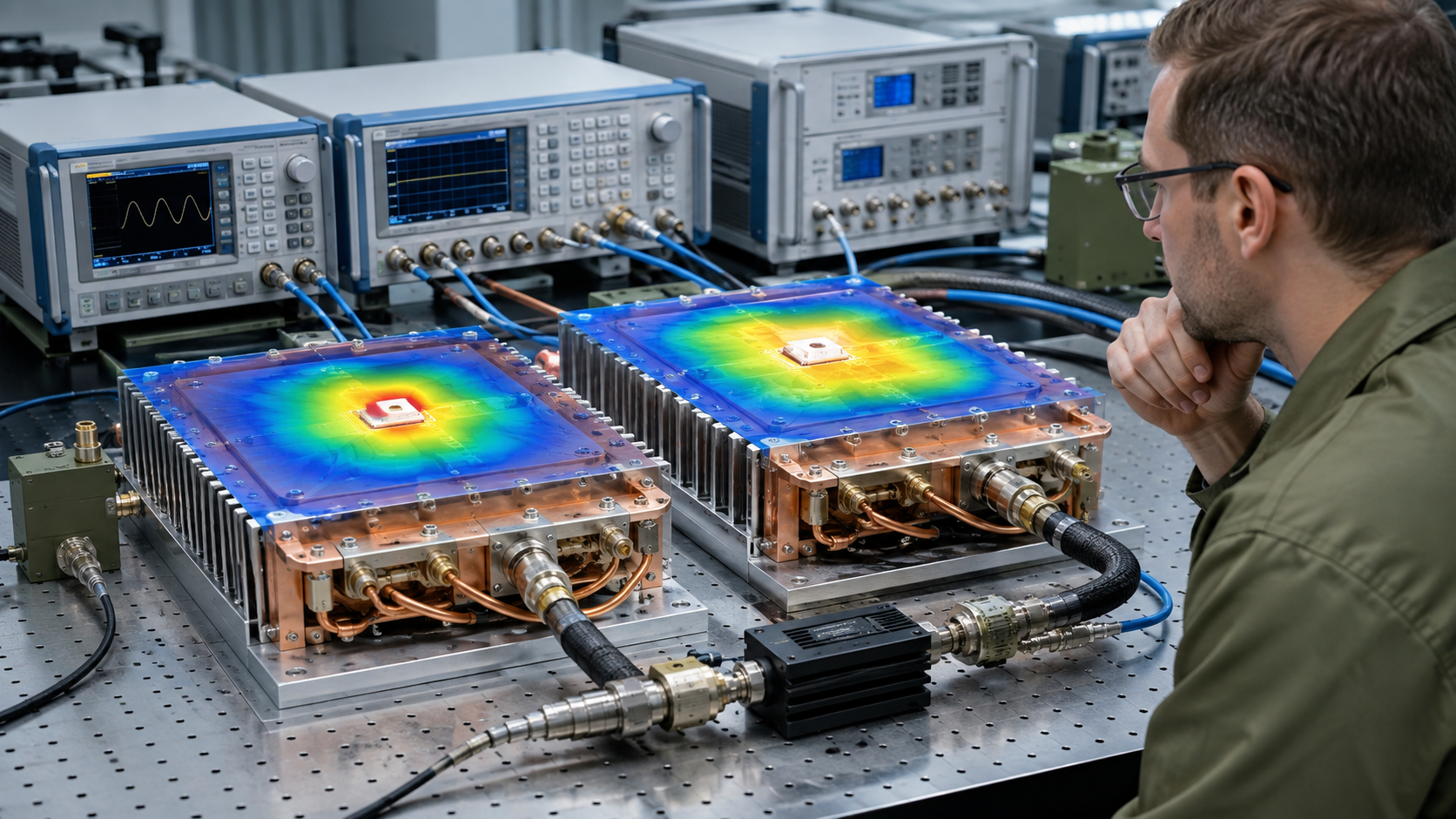 Thermal comparison of two RF power amplifier modules with different transistor attachment quality