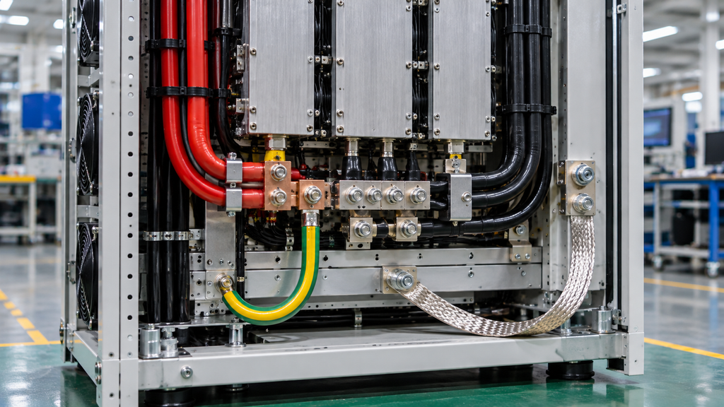 Shared DC distribution and grounding boundary inside a multi-PA RF amplifier cabinet