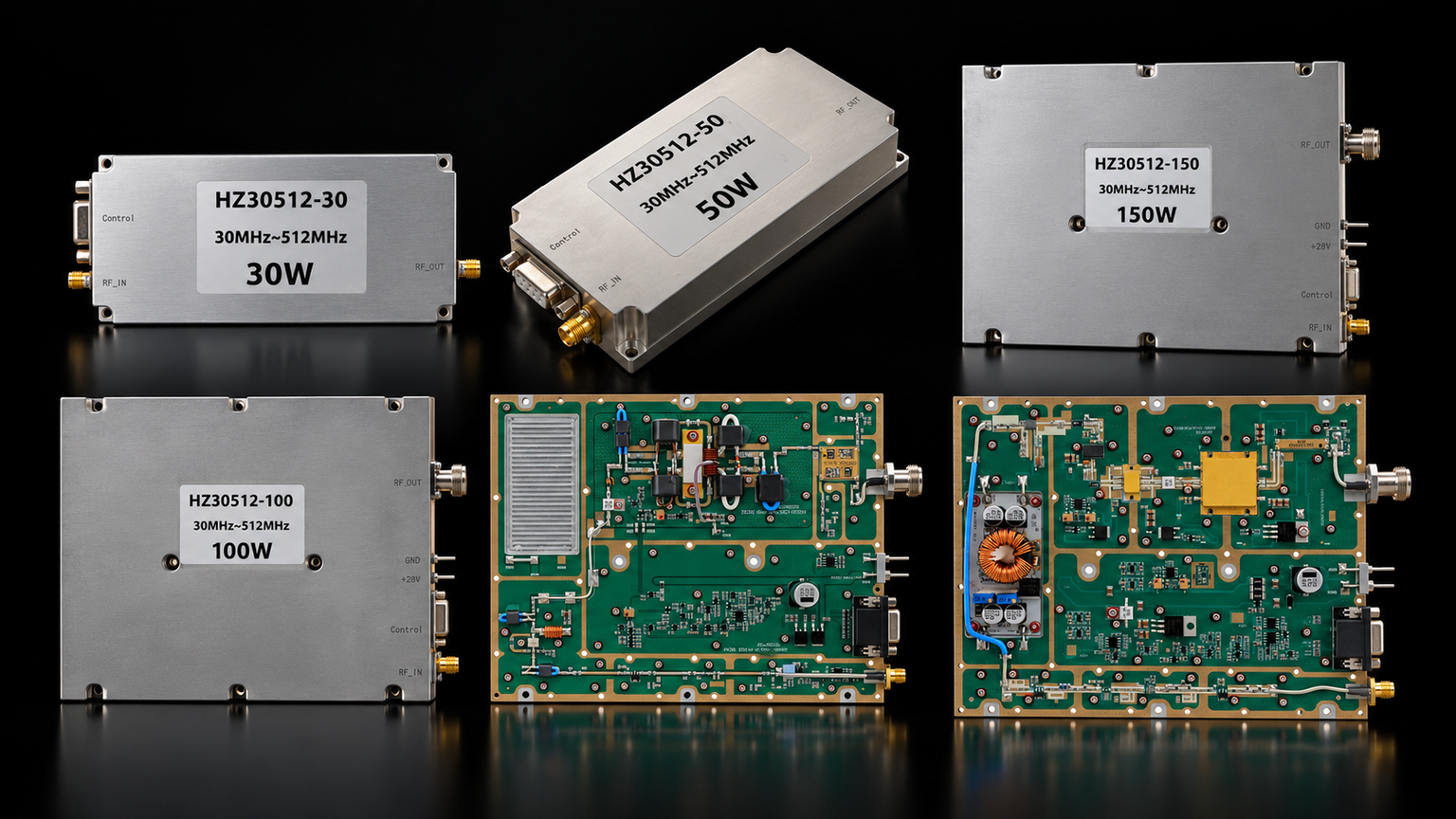 Amplificador RF 30-512 MHz con modelos de 30 W a 200 W para integración VHF y UHF